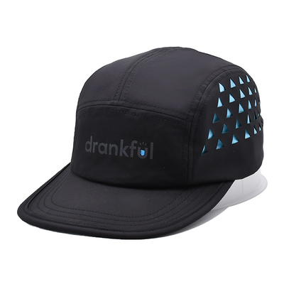 5 Panel Camper Hat with Contrast Stitching Laser Cutting Caps for Men and Women