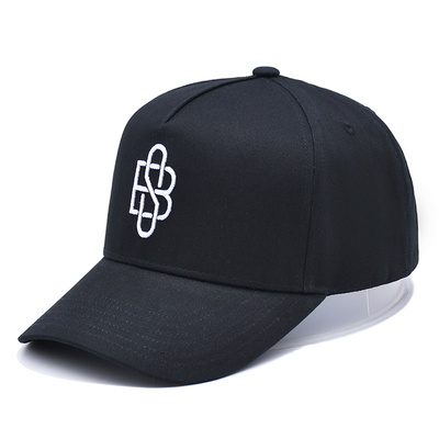 Custom 5 Panel Baseball Cap Cotton Twill Sports Black Dad Hat 3D Embroidery Logo