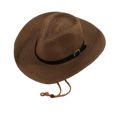 Fashionable Knitted Summer Cowboy Straw Hat With Embroidered Logo