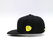 Display Bill 6 Panels Embroidered Flat Visor Cap 100% Cotton Twill Yellow Woven Patch