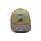 Printed Patch 5 Panel Trucker Cap Light Yellow Polyester And Mesh