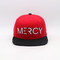 Flat Visor Red Cotton Snapback Cap With Embroidered Logo