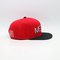 Flat Visor Red Cotton Snapback Cap With Embroidered Logo