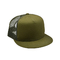 Camo 6 Panel Flat Brim Mesh Cap Custom Logo Army Green Flat Brim Trucker Hat
