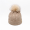 Beanie Hats Fur Pom for Women Winter Fashion Knitted Hat Female Twist Pattern Caps