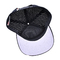 Black 6 Panel Trucker Snapback Hat Structured Construction Custom Rubber Patch Logo Back 4 Panel Laser Holes