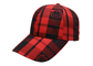 FUN 6 Panel Baseball Hat , Red Black Grid Tennis Baseball Caps Street Style