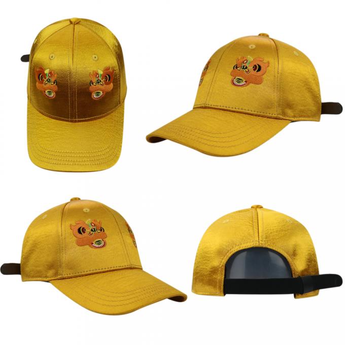 Beautiful Yellow Satin Baseball Cap , City Sport Caps For Sun Protection