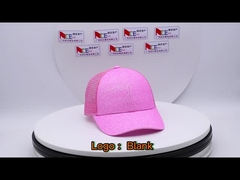 100% Polyester Blank Pink Sequins Trucker Hat