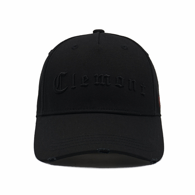 Black 100% Cotton 5 Panel Baseball Cap Custom Embriodery Logo