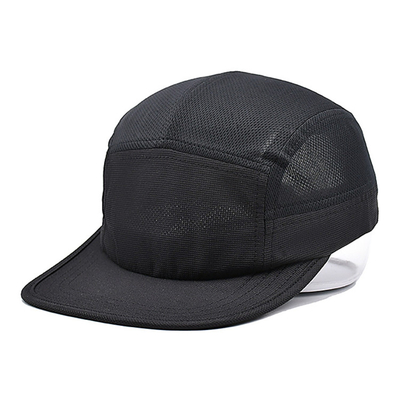 Custom Breathable Mesh Running Hat 5 Panel Nylon Camper Cap With Embroidery