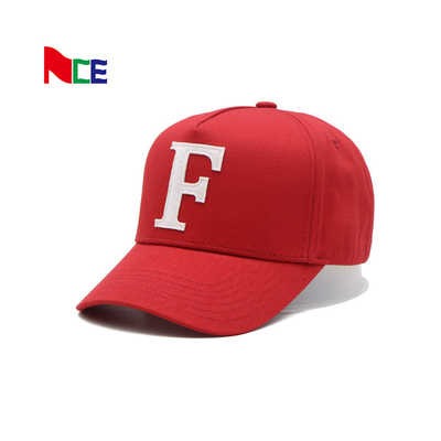 Classic Curved Visor Five Panel Baseball Cap With 4 Eyelets Red