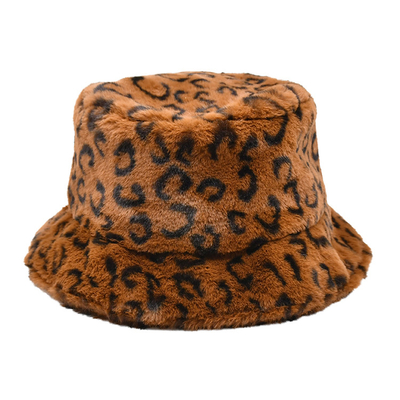 Autumn and winter new Bucket hat plush color leopard print tie dye basin hat warm hat