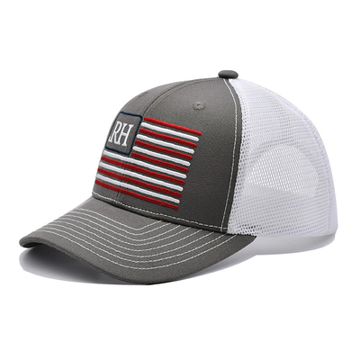 Customized National Flag Embroidered Trucker Cotton-Front Cap