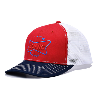 Customizable 6 Panel Trucker Cap Pre Curved Visor Logo Embroidery