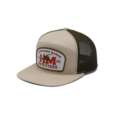 Unisex Cotton Trucker Cap with Flat Visor and Snapback Woven Patch With Embroidery Outline