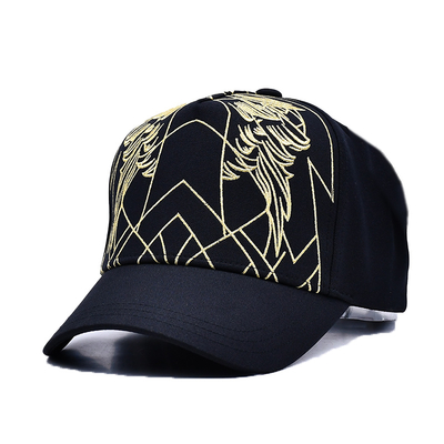 Unisex Luxury Black Baseball Hat Embroidered Gorras Custom Logo 5 Panel Cotton Baseball Cap