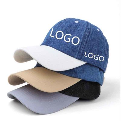 Wholesale Custom Logo Acid Wash Cotton Vintage Dad Hat Adjustable Denim Sports Washed Black Baseball Cap