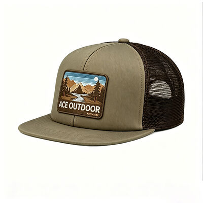 Light Olive Green trucker cap featuring a curved brim customizable colors perfect for team uniforms company branding and casual wear