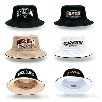 100% Cotton Recycled Fabric Fisherman Bucket Hat with One Size Crown for Outdoor Sun Protection