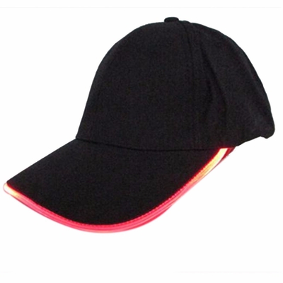 Pure Cotton Six Panel Baseball Caps With Led Lights Built In Flat Or Curved Visor