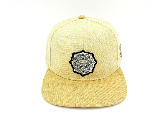 Yellow Flat Brim Snapback Hats Plant Fibre Dry And Breathable Suitable For Summer