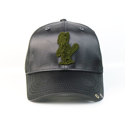 Small MOQ Soft Silk Customized Black Embroidery Patch metal buckle baseball Hats Caps
