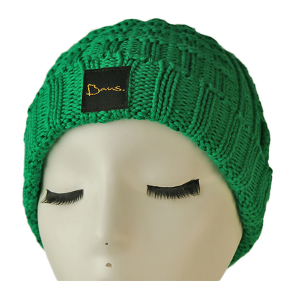 High quality unisex customize logo green winter knitted  hats caps for fashion