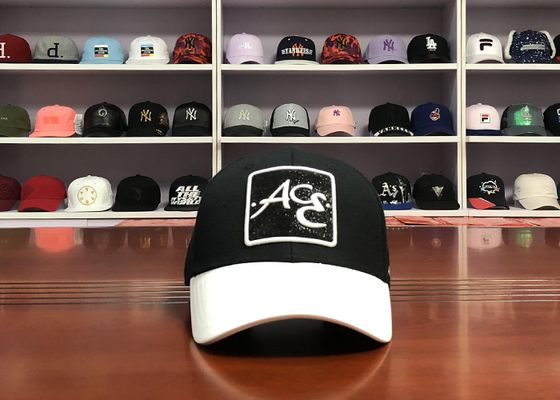 Customize ACE mix color black and white 6panel structured baseball caps hats