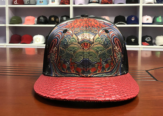 Chinese style Customized Design printing phoenix logo scale flat bill Sports Snapback Hats Caps