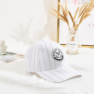 Stripe 6 Panel Embroidered Baseball Caps With Back Closure