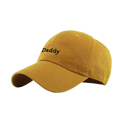 Yellow Color 6 Panel Curved Visor Daddy Hats For Women