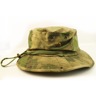 100% Cotton Camo Bucket Hat With String Custom Embroidery Blank Logo