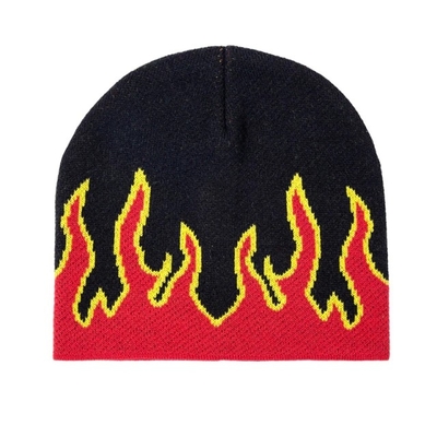 Fashion Fire Design Knit Beanie Hats Woven Label Character Style