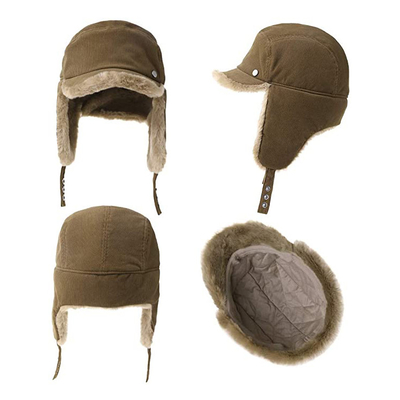 58cm Fur Lined Aviator Cap Male Female Trapper Bomber Snow Hat With Ear Flaps Outdoor Ski Ushanka
