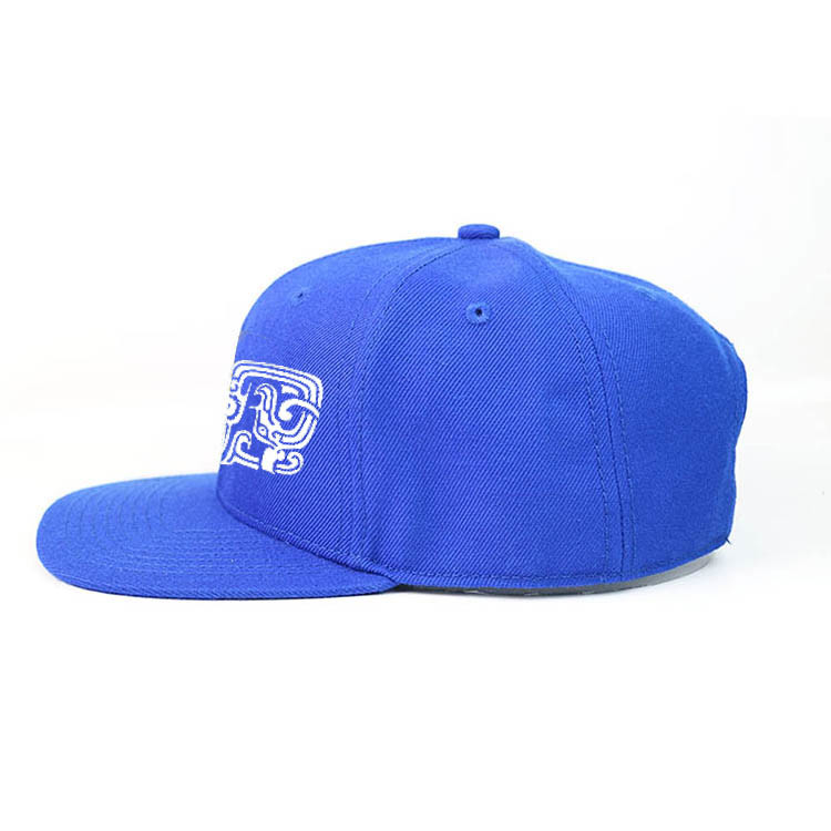 Blue Printed Flat Bill Hip Hop Snapback Caps In Summer Custom Made Logo Sticker Blue Printed Flat Bill Hip Hop Snapback