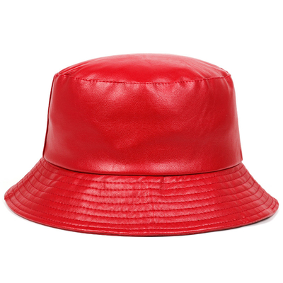 Artificial Leather Fisherman Hat PU Solid Color Spring Buckle