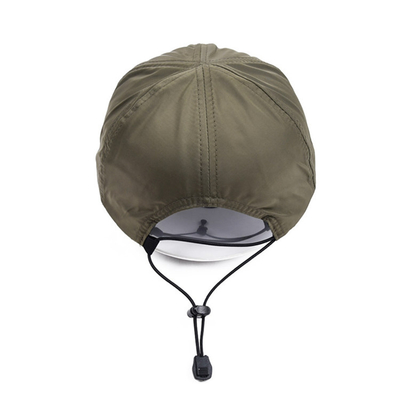 Drawstring Adjustable Flat Brim Shading Camper Cap 62CM Embroidery Pattern