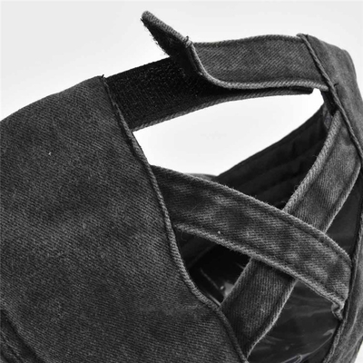 Women'S Washed Distressed Cotton Denim High Ponytail Hat Adjustable Baseball Cap