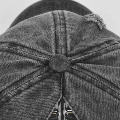 Women'S Washed Distressed Cotton Denim High Ponytail Hat Adjustable Baseball Cap