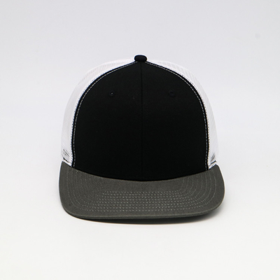 100% Cotton 6 Panel Mesh Hip Pop Flat Visor Cap Adjustable Snapback Hats Adults