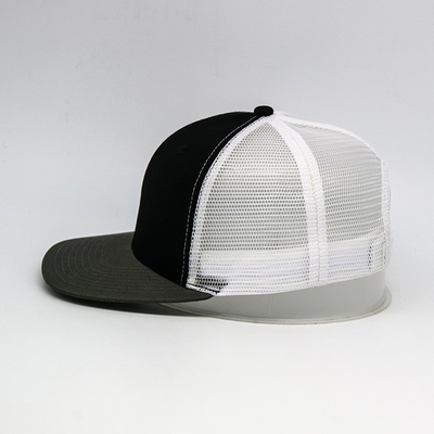 100% Cotton 6 Panel Mesh Hip Pop Flat Visor Cap Adjustable Snapback Hats Adults