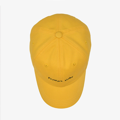 Embroidery Outdoor Sports Dad Hats Light Yellow Color Cotton Fabric For Unisex