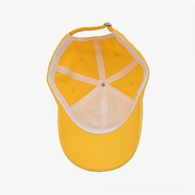 Embroidery Outdoor Sports Dad Hats Light Yellow Color Cotton Fabric For Unisex