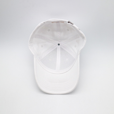 6 Eyelets Curved Brim Embroidered Baseball Caps White Custom Sport Hat