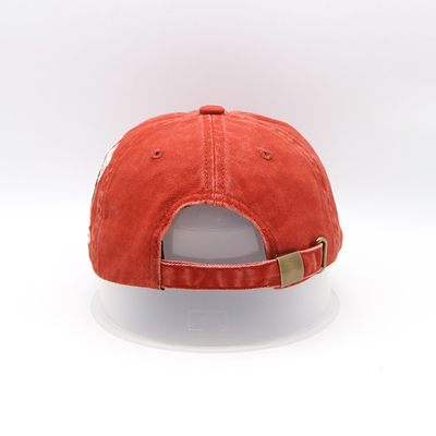 Six Panel Embroidered Baseball Caps Washed 62CM Orange Color