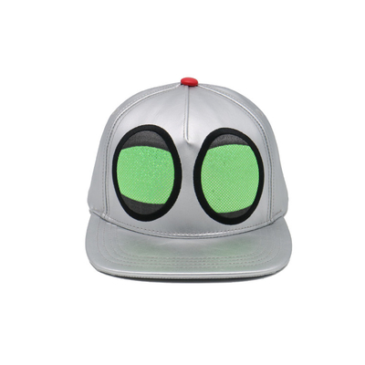 Hippop Flat Brim Snapback Hats 3D Embroidered Silvery 5 Panel Cap