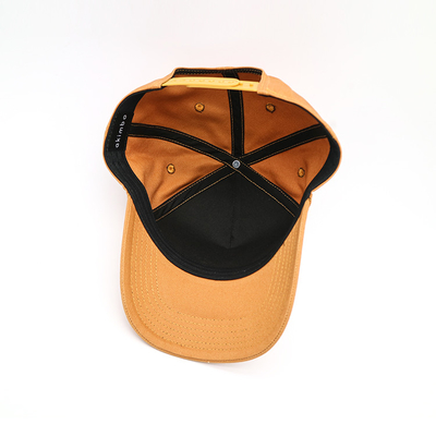 3D Embroidered Letter Pattern Baseball Cap Yellow Brown 100% Cotton Twill Constructed Hat