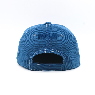 7 Panel Flat Brim Snapback Hats 100% Corduroy Denim Magic Tape Caps