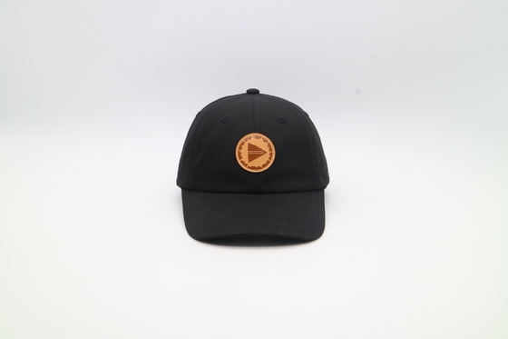 56cm Embroidered Baseball Caps 100% Cotton Twill Leather Patch Hats